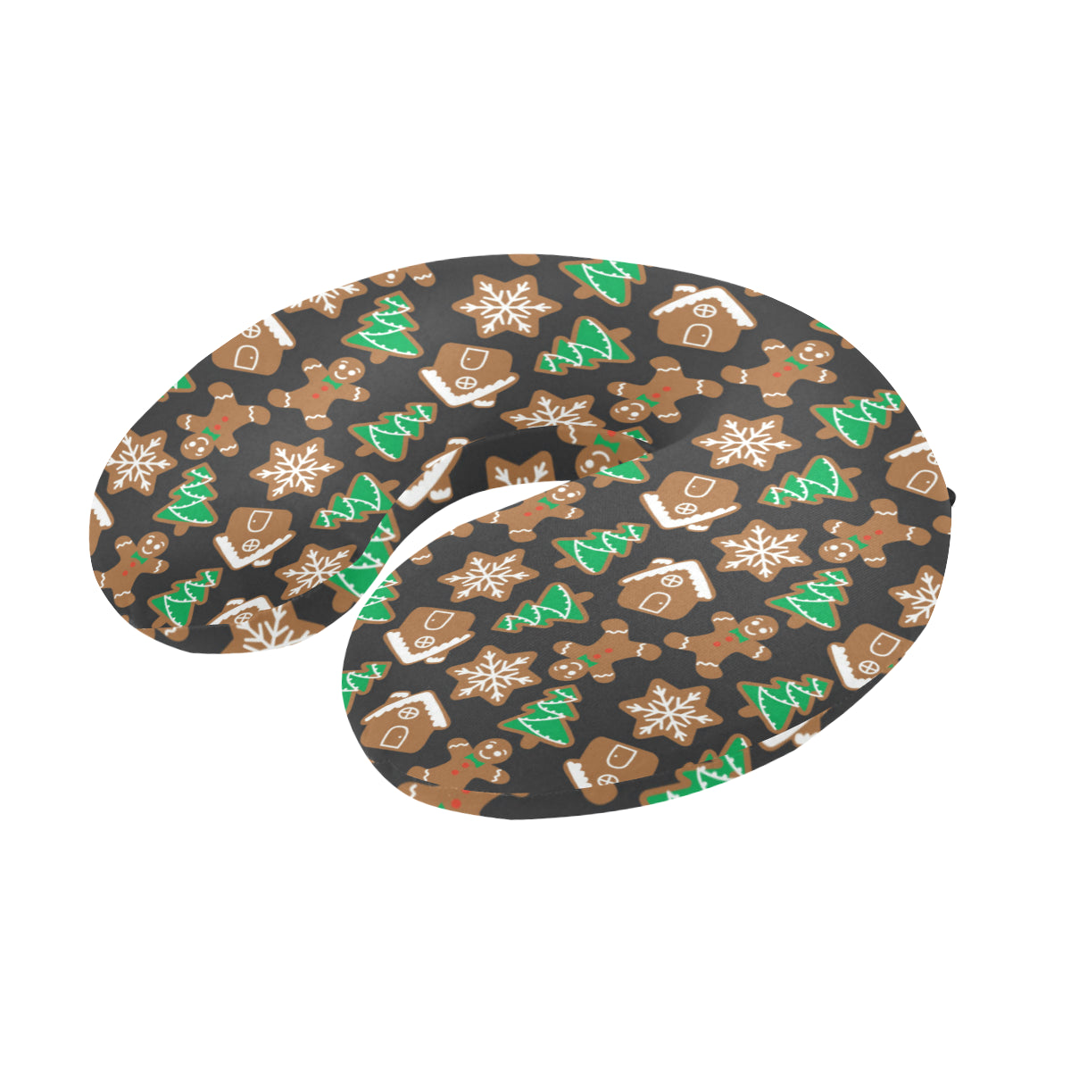 Gingerbread Pattern Print Design 02 U-Shaped Travel Neck Pillow