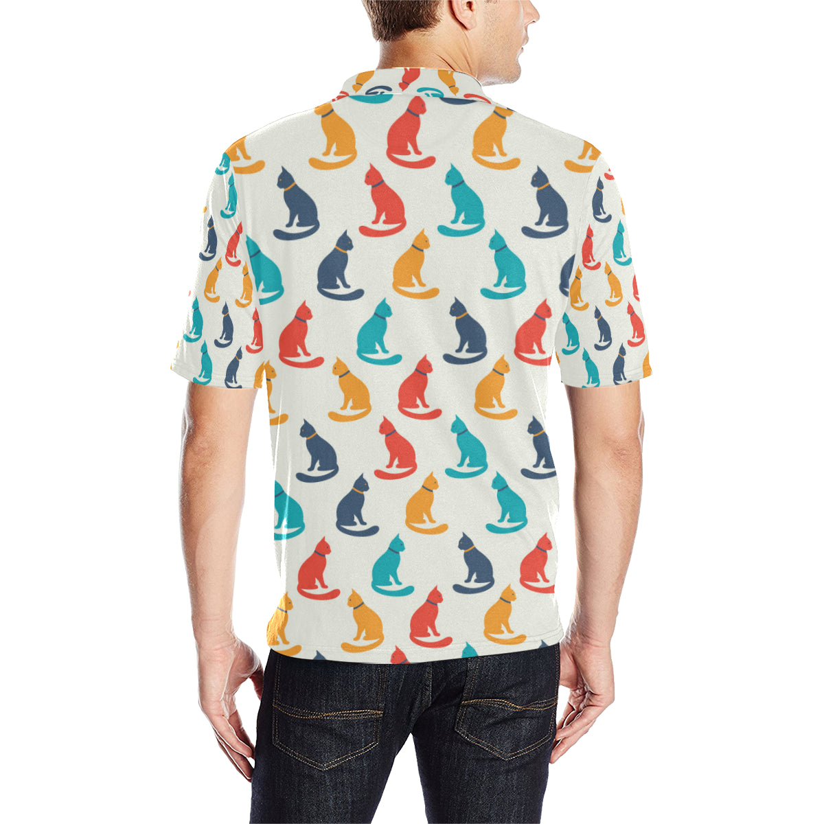 Cat Pattern Print Design 03 Men Polo Shirt