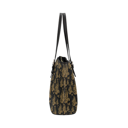 Owl Tribal Polynesian Design Print Leather Tote Bag