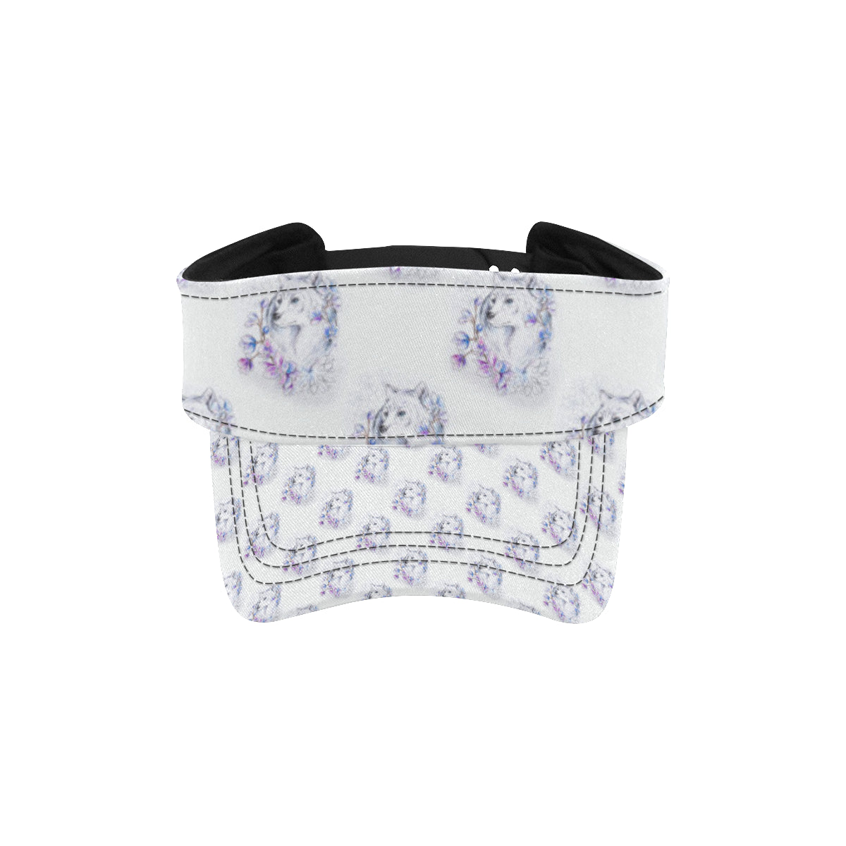Wolf with Flower Print Design Unisex Sun Visor