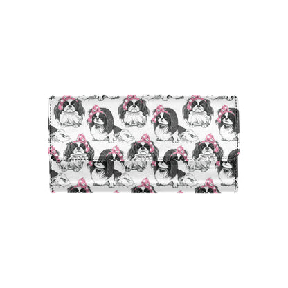 Japanese Chin Pattern Print Design 01 Women's Trifold Wallet