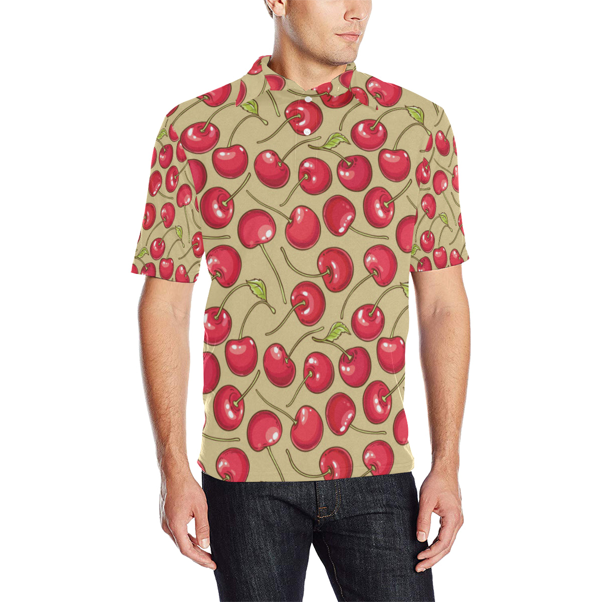 Cherry Pattern Print Design CH05 Men Polo Shirt