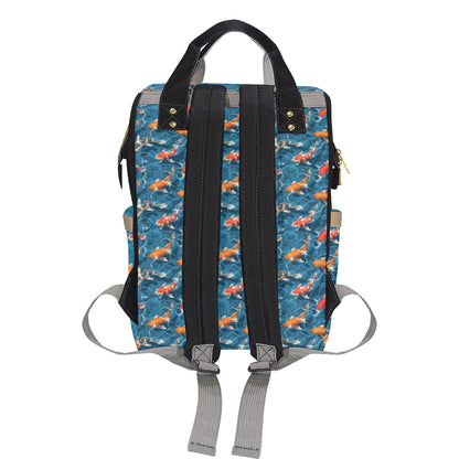 Koi Carp Water Design Themed Print Diaper Bag Backpack