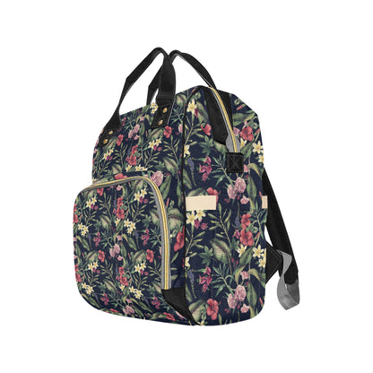Tropical Flower Pattern Diaper Bag Backpack