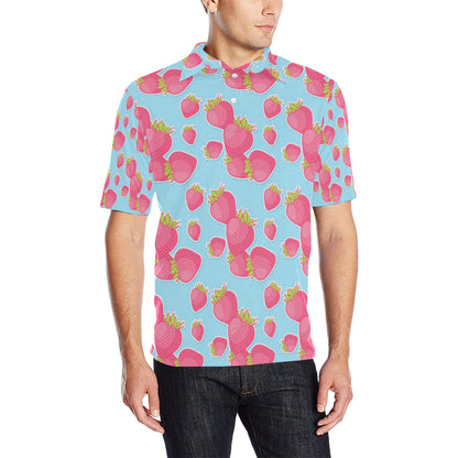 Strawberry Pattern Print Design SB04 Men Polo Shirt
