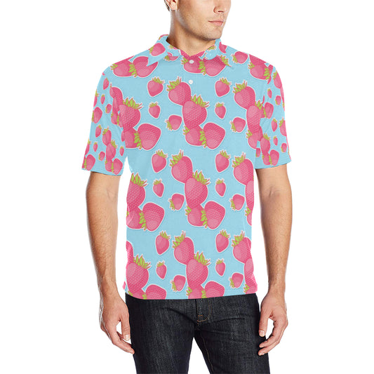 Strawberry Pattern Print Design SB04 Men Polo Shirt