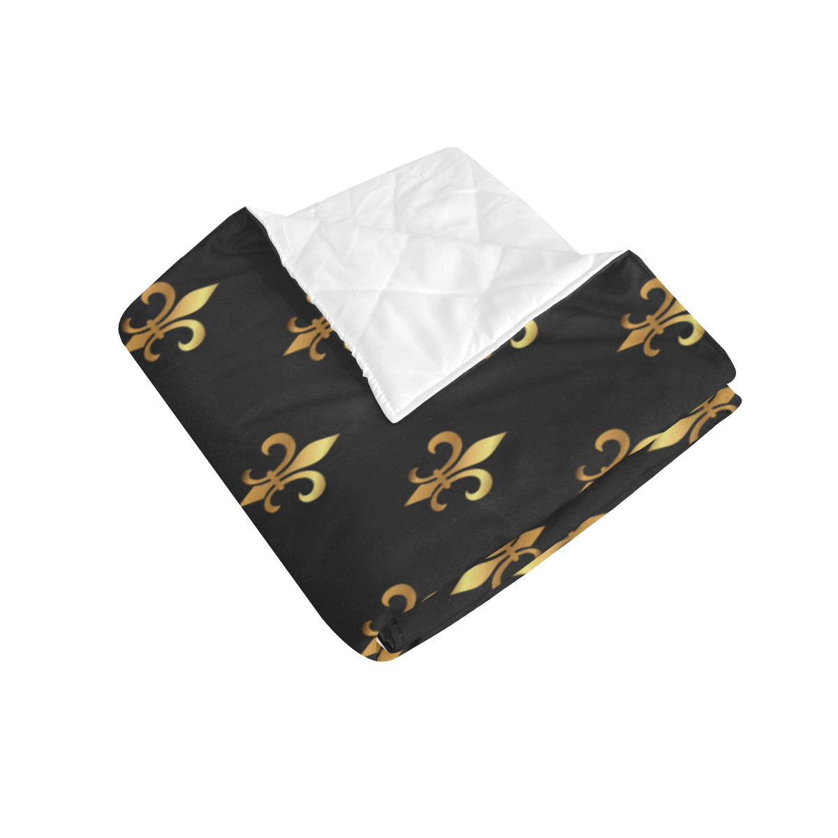 Fleur De Lis Gold Pattern Print Design 03 Premium Quilt
