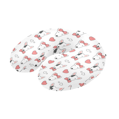 Bull Terriers Pattern Print Design 08 U-Shaped Travel Neck Pillow