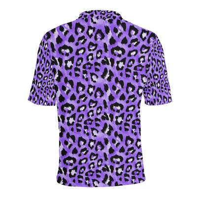 Leopard Purple Skin Print Men Polo Shirt