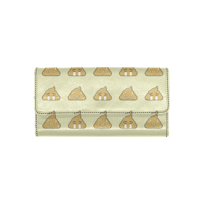 Poop Emoji Pattern Print Design A04 Women's Trifold Wallet