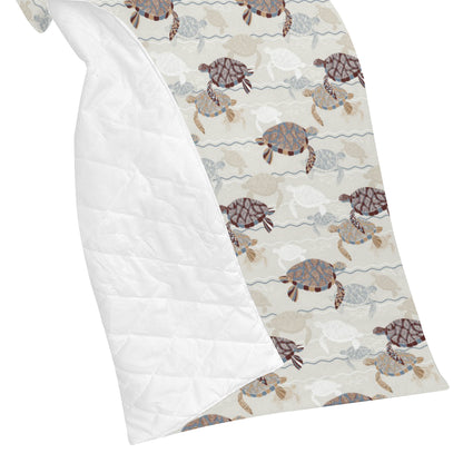 Sea Turtle Pattern Print Design T07 Premium Quilt