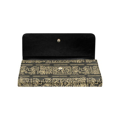 Mayan Pattern Print Design 02 Women's Trifold Wallet