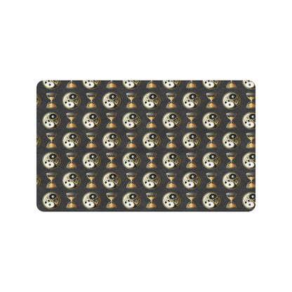 Yin Yang Skull Themed Design Print Rubber Doormat