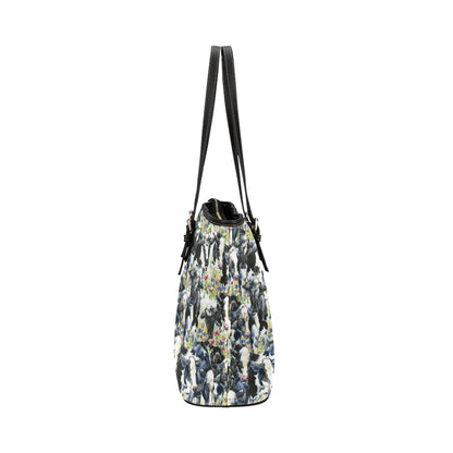 Cow Watercolor Print Pattern Leather Tote Bag