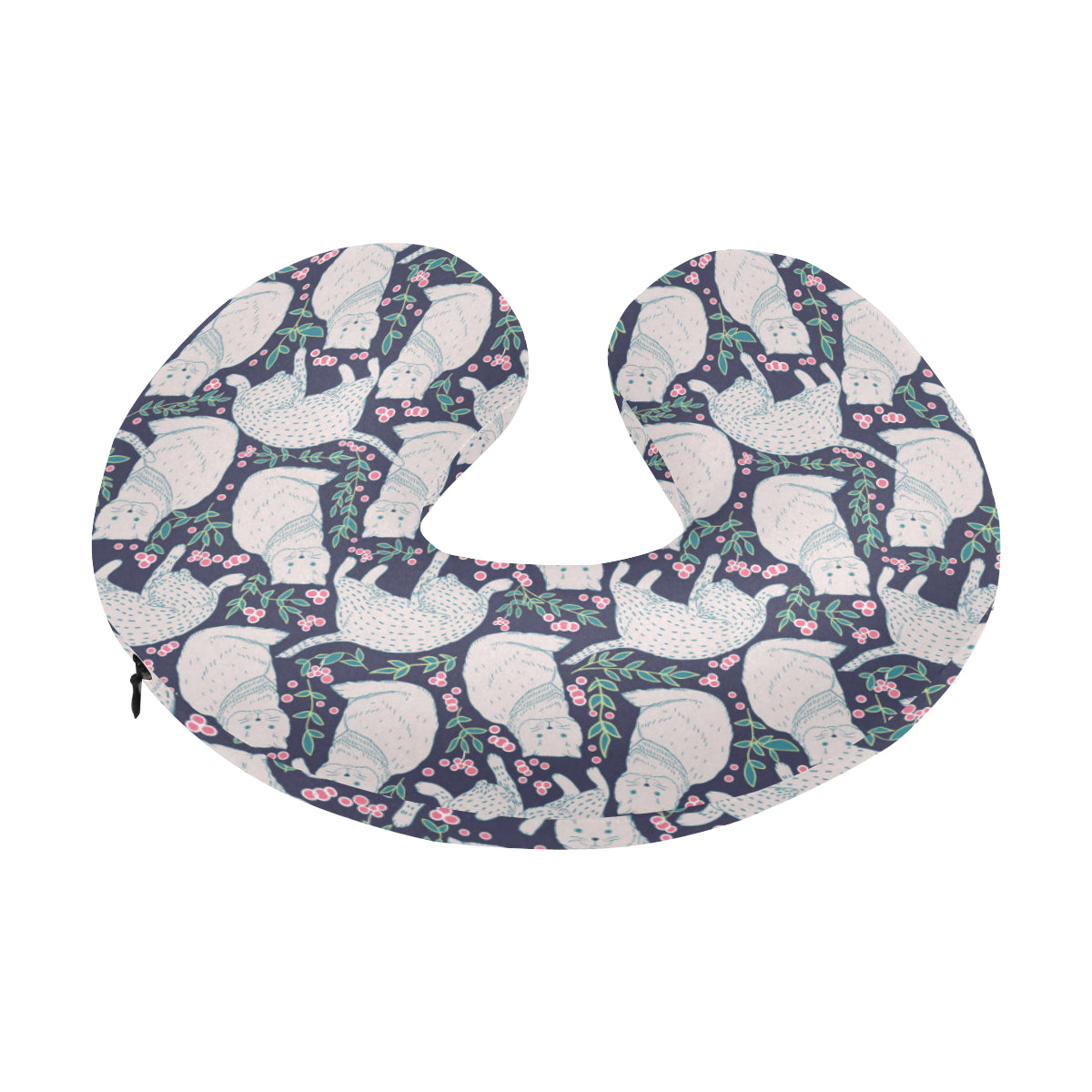 Cat Pattern Print Design 06 U-Shaped Travel Neck Pillow