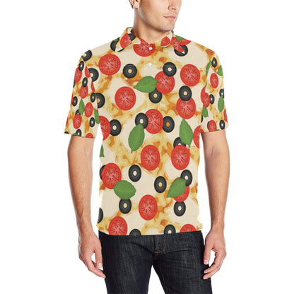 Pizza Pattern Print Design A05 Men Polo Shirt