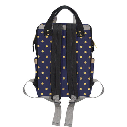 Polka Dot Gold Blue Pattern Print Design 02 Diaper Bag Backpack