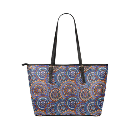 Mandala Boho Chic Design Print Leather Tote Bag