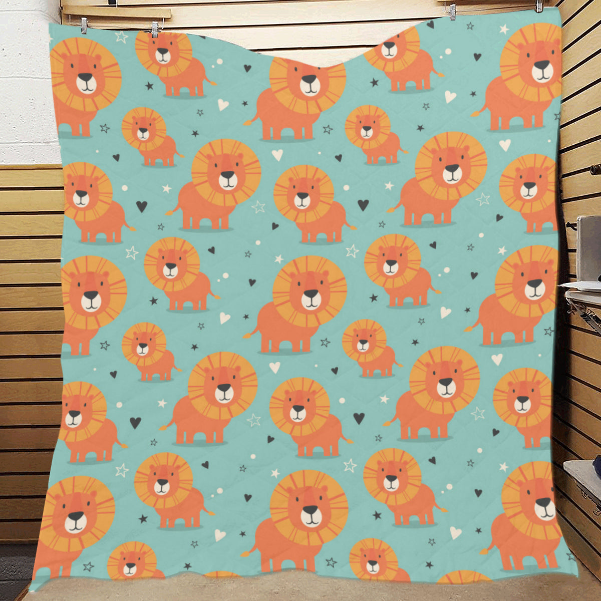 Lion Baby Pattern Print Design 03 Premium Quilt