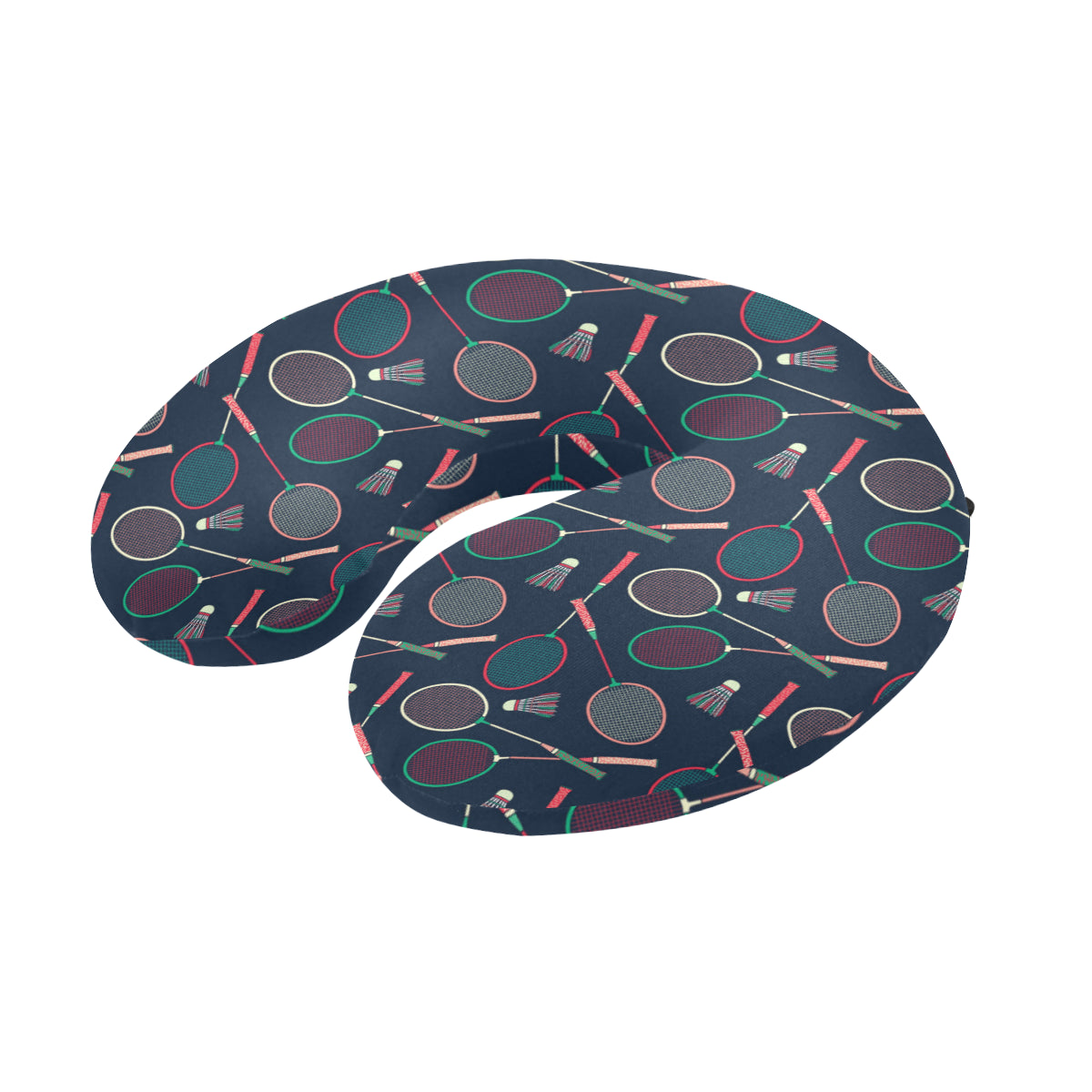Badminton Pattern Print Design 03 U-Shaped Travel Neck Pillow