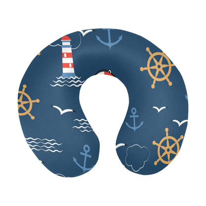 Nautical Pattern Print Design A06 U-Shaped Travel Neck Pillow