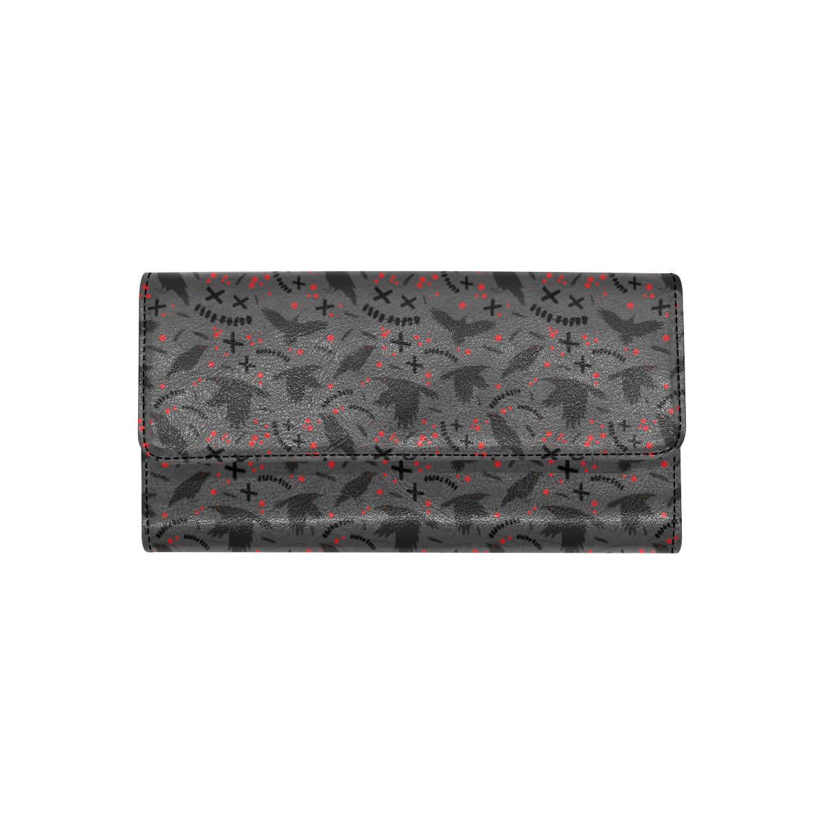 Crow Pattern Print Design 02 Women's Trifold Wallet