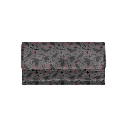 Crow Pattern Print Design 02 Women's Trifold Wallet