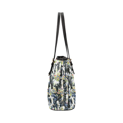 Cow Watercolor Print Pattern Leather Tote Bag