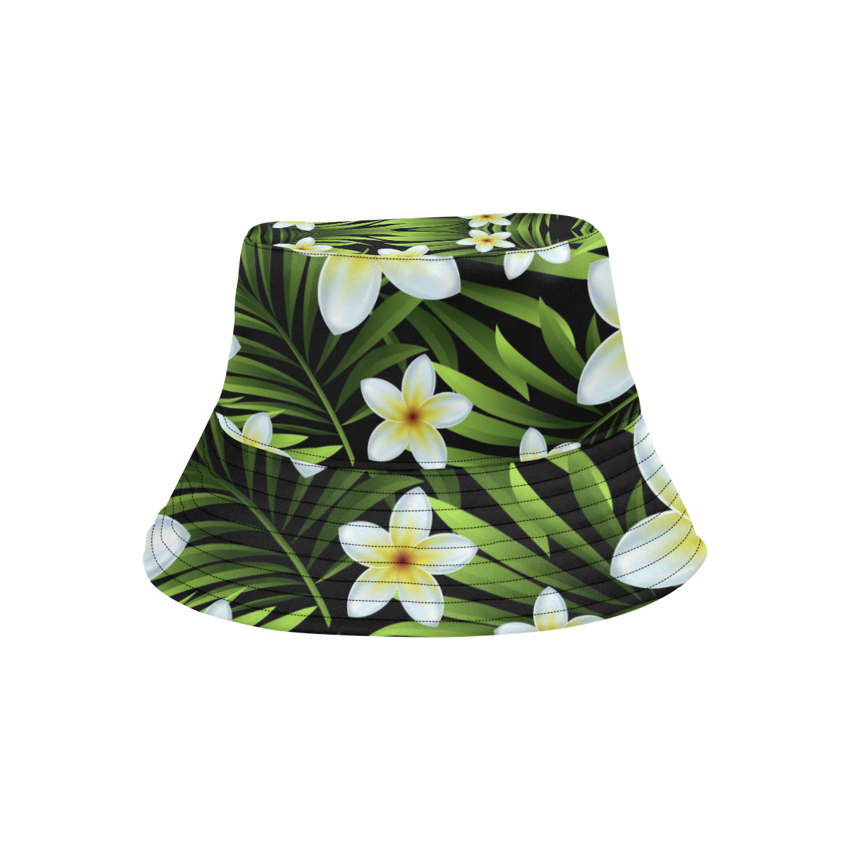 White Plumeria Pattern Print Design PM06 Unisex Bucket Hat
