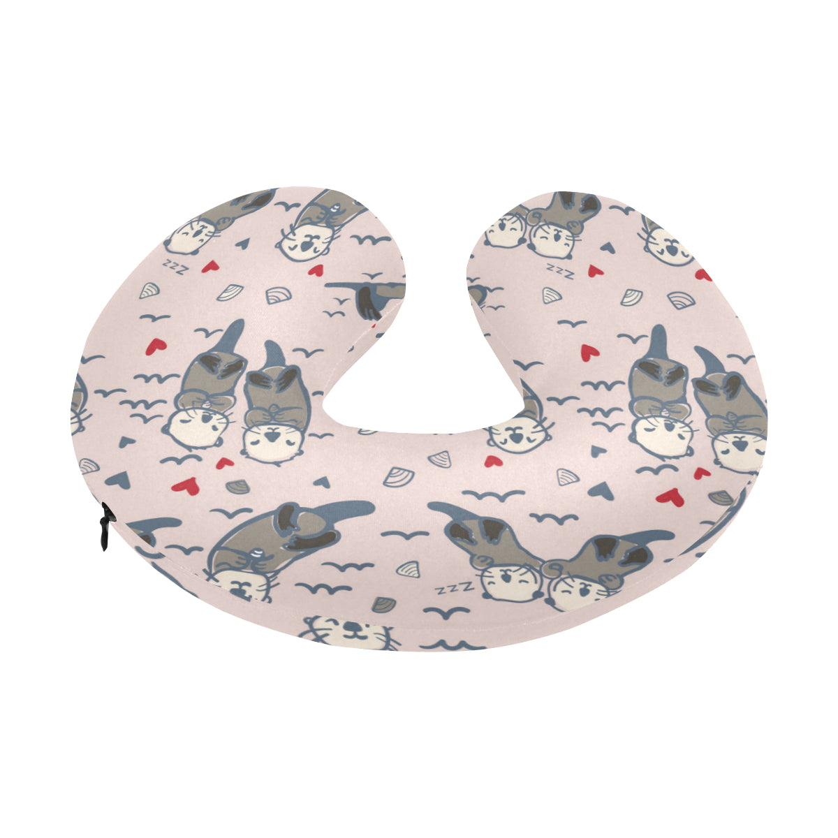 Sea Otter Pattern Print Design 02 U-Shaped Travel Neck Pillow