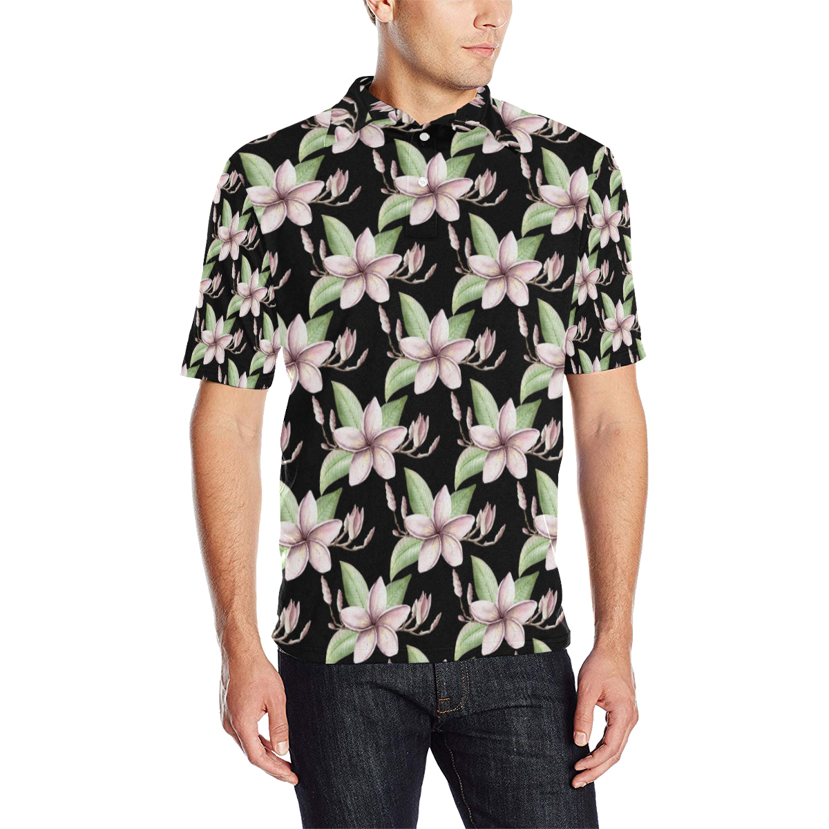 Plumeria Pattern Print Design PM02 Men Polo Shirt