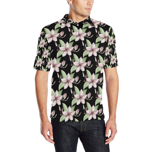Plumeria Pattern Print Design PM02 Men Polo Shirt