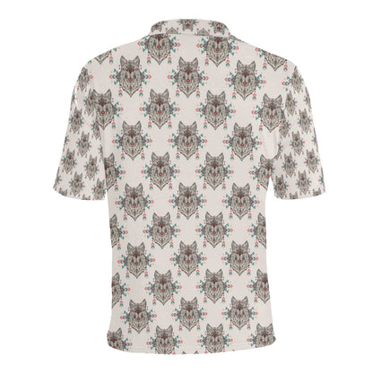 Aztec Wolf Pattern Print Design 01 Men Polo Shirt