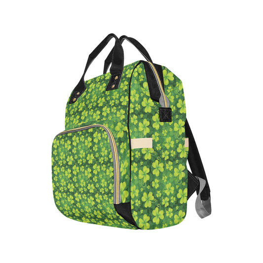 Shamrock Clover Print Diaper Bag Backpack