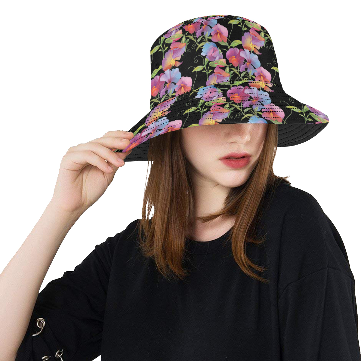 Peony Pattern Print Design PE012 Unisex Bucket Hat