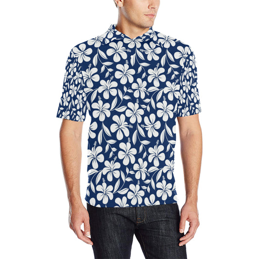 Hibiscus Pattern Print Design HB031 Men Polo Shirt