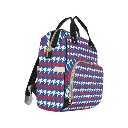 Patriotic Houndstooth Pattern Print Design A02 Diaper Bag Backpack
