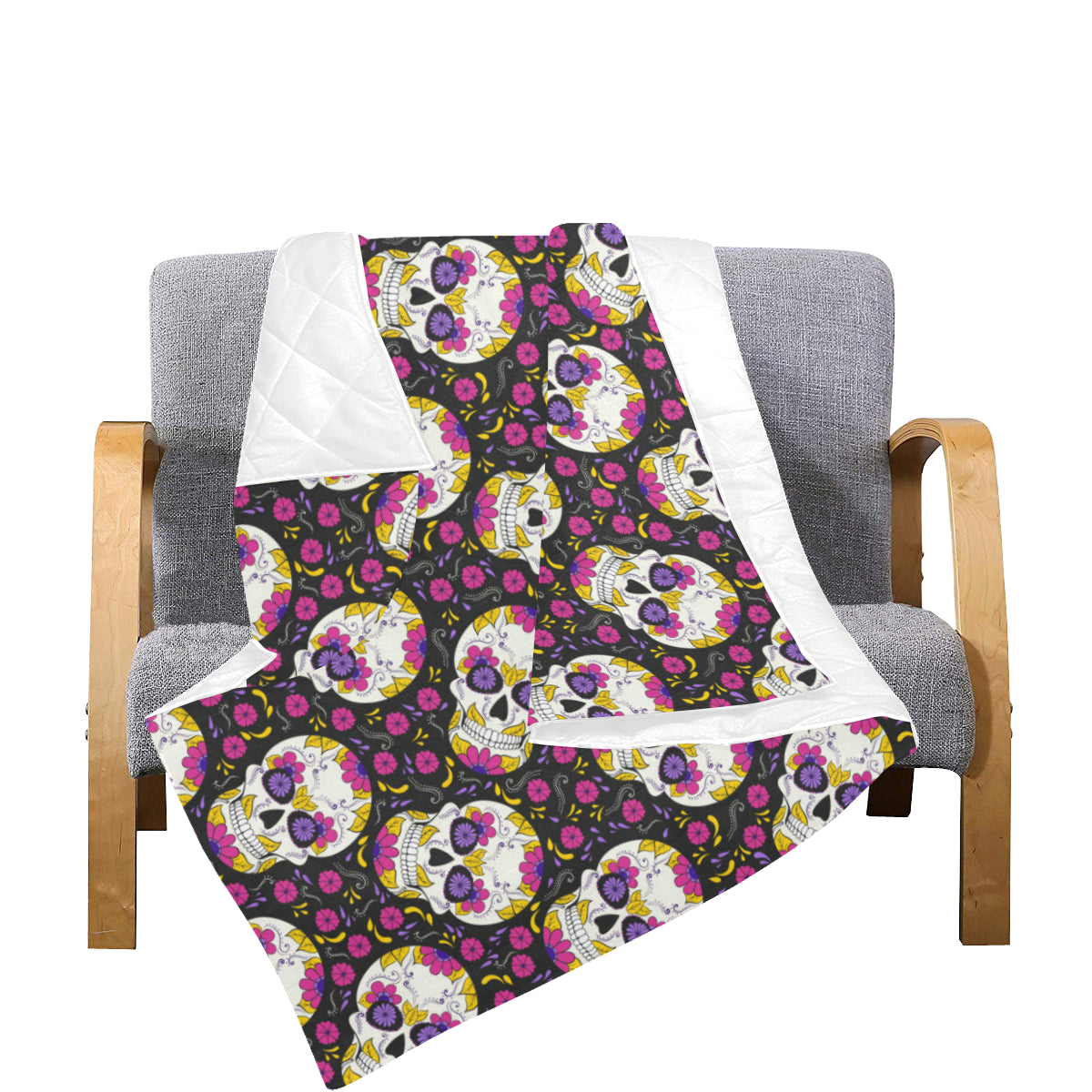 sugar skull Floral Pattern Premium Quilt