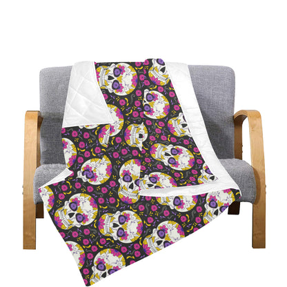sugar skull Floral Pattern Premium Quilt