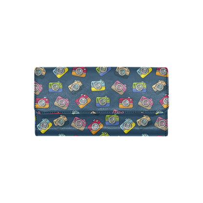 Camera Pattern Print Design 03 Women's Trifold Wallet