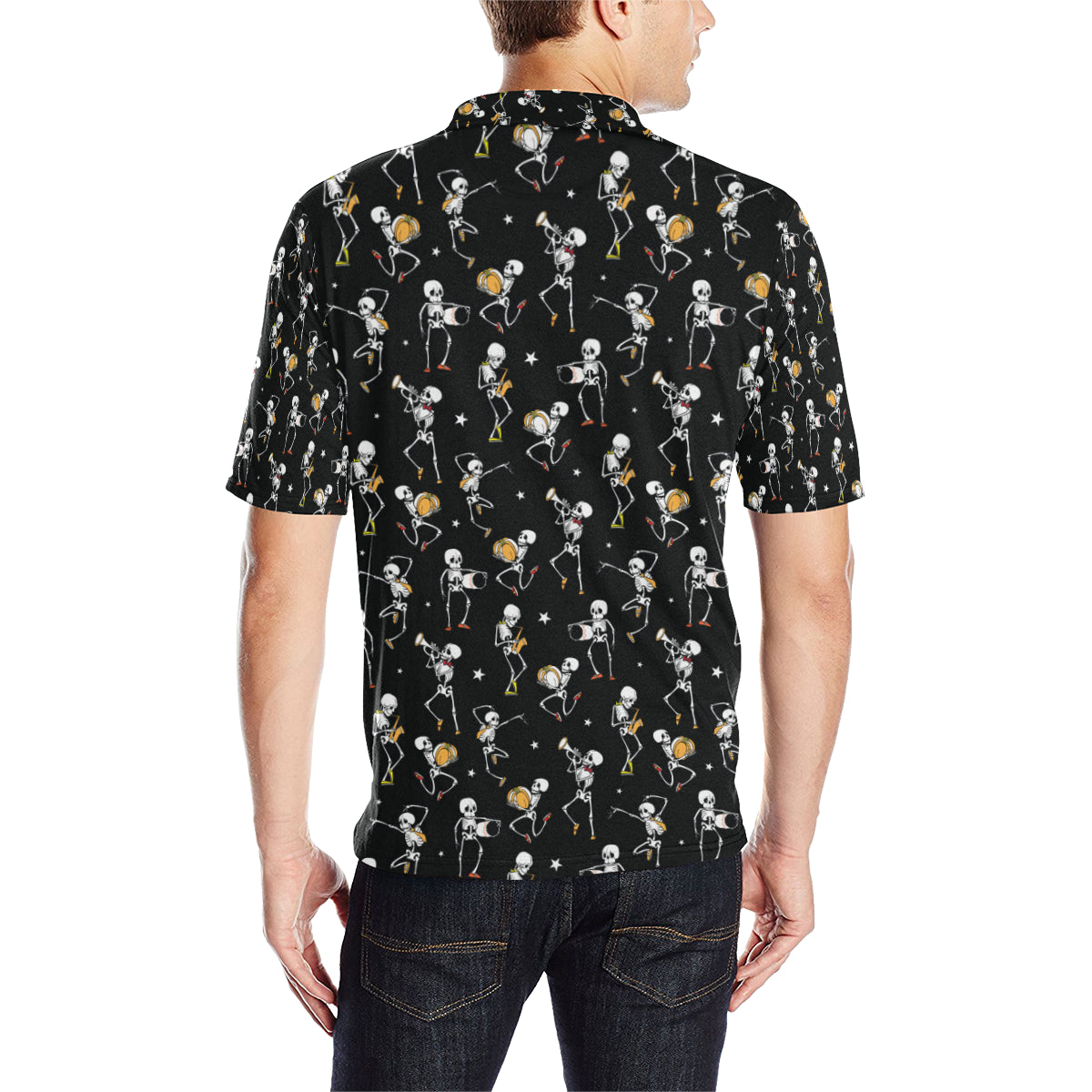 Skeleton Dance Print Men Polo Shirt