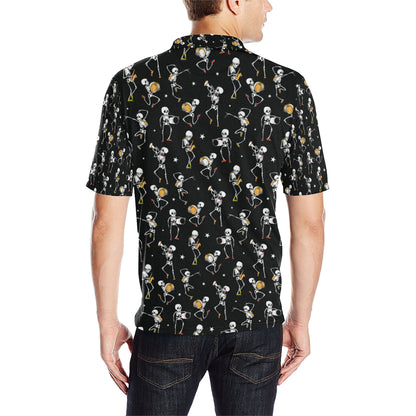 Skeleton Dance Print Men Polo Shirt