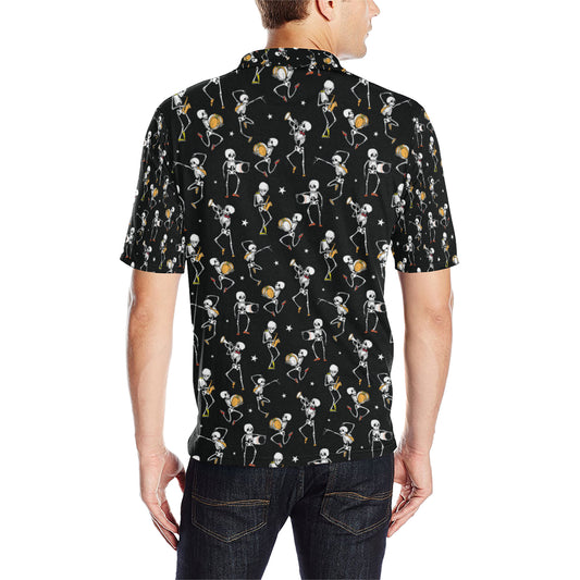 Skeleton Dance Print Men Polo Shirt