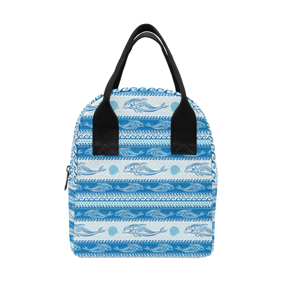 Dolphin Tribal Print Pattern Insulated Lunch Bag