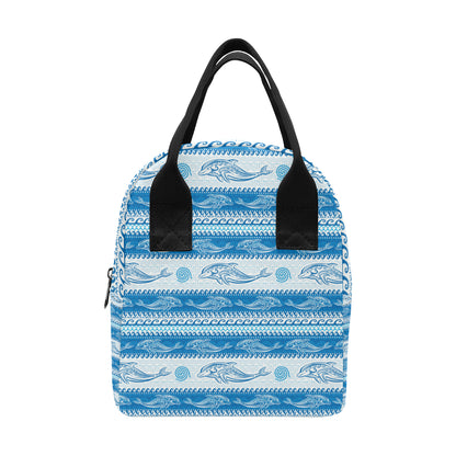 Dolphin Tribal Print Pattern Insulated Lunch Bag