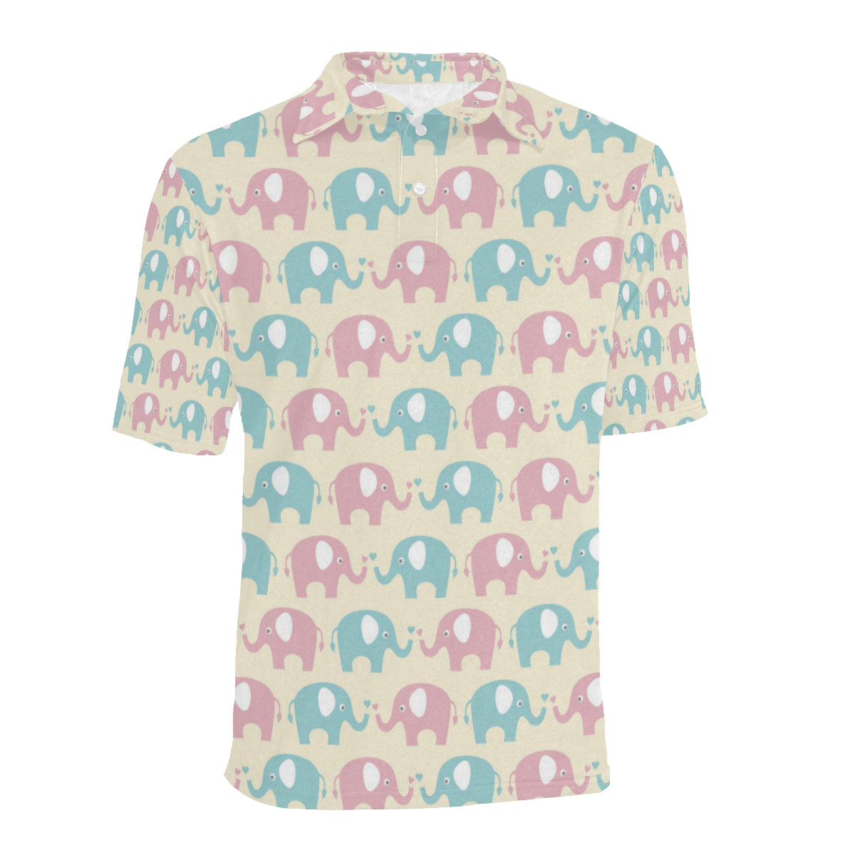 Elephant Baby Pastel Print Pattern Men Polo Shirt