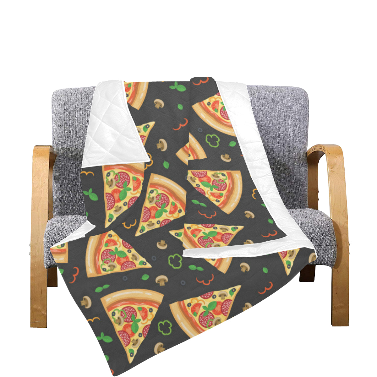 Pizza Pattern Print Design A02 Premium Quilt