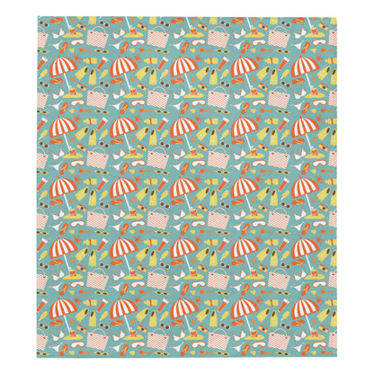 Beach Scene Pattern Print Design 02 Premium Quilt