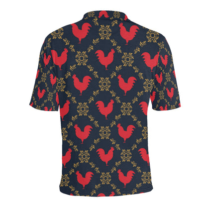 Rooster Pattern Print Design A02 Men Polo Shirt