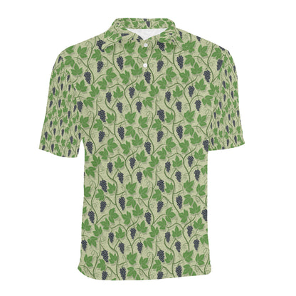 Wine Grape Thmed Print Men Polo Shirt